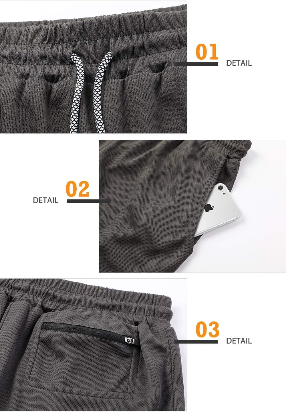 Mens Running Shorts，Workout Running Shorts for Men，2-In-1 Stealth Shorts， 7-Inch Gym Yoga Outdoor Sports Shorts