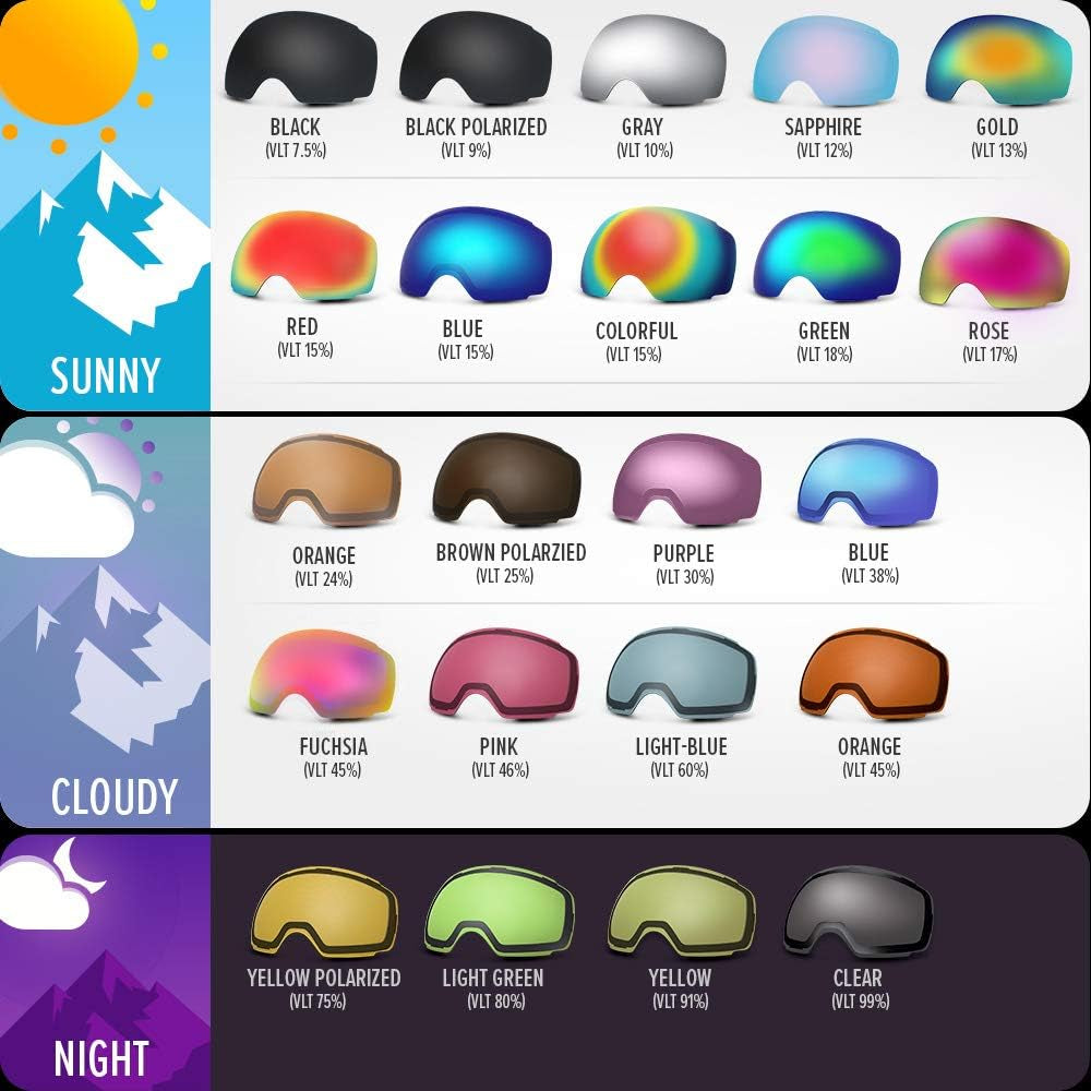 Ski Goggles PRO Replacement Lens - 20+ Choices
